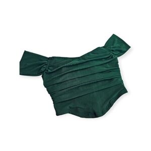 Emerald Green Ruched Crop Top Off The Shoulder Size XS